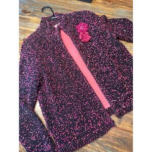 Doncaster Sweater Blazer Pink Boucle Knit Jacket 2 Piece Flower Sweater Small
